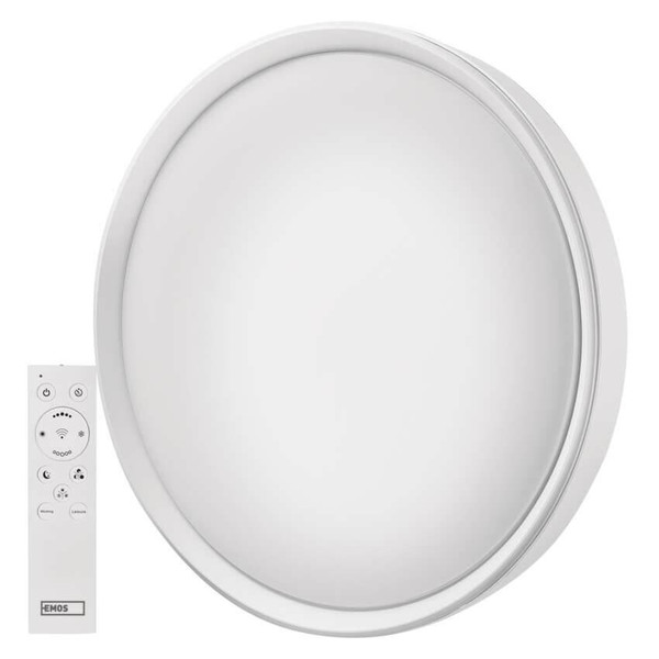 Emos LED Deckenleuchte GoSmart 45W CCT warm-/tageslichtweiss 2700K/6500K dimmbar Fernbedienung WiFi Weiß Stahl Ø50cm ZM5192