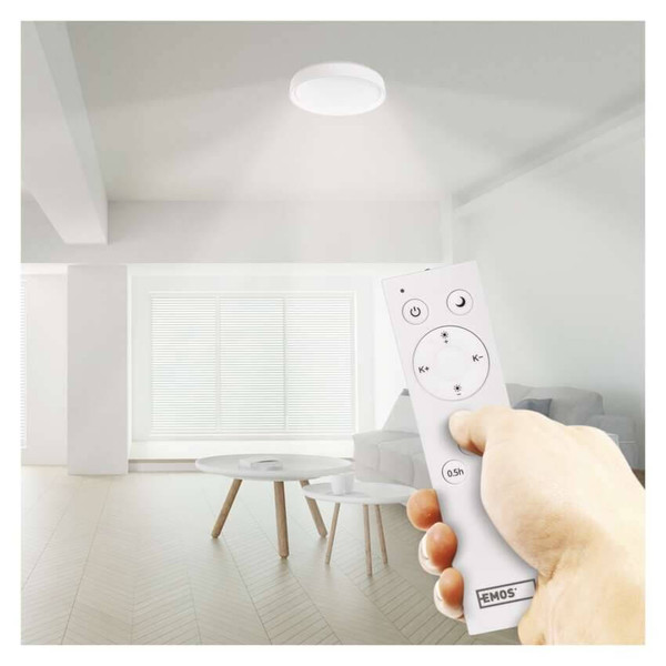 Emos LED Deckenleuchte GoSmart 45W CCT warm-/tageslichtweiss 2700K/6500K dimmbar Fernbedienung WiFi Weiß Stahl Ø50cm ZM5192