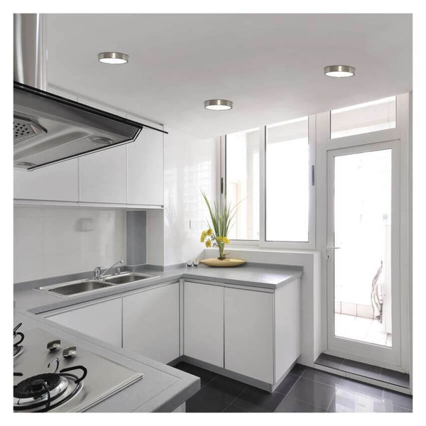 Emos LED Anbauleuchte, Deckenleuchte Nexxo 12,5W CCT warm-/neutralweiss 3000K/3500K/4000K Nickel poliert Stahl Ø17cm ZM5233