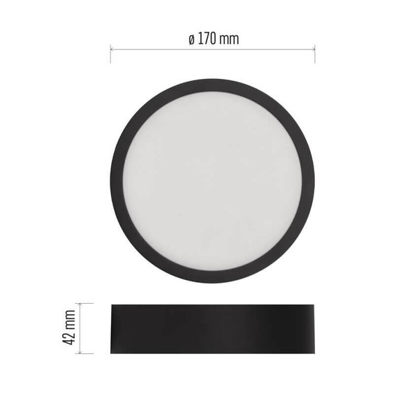 Emos LED Anbauleuchte, Deckenleuchte Nexxo 12,5W CCT warm-/neutralweiss 3000K/3500K/4000K Schwarz Stahl Ø17cm ZM5333