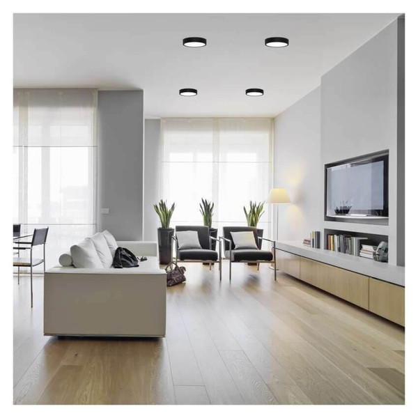 Emos LED Anbauleuchte, Deckenleuchte Nexxo 12,5W CCT warm-/neutralweiss 3000K/3500K/4000K Schwarz Stahl Ø17cm ZM5333