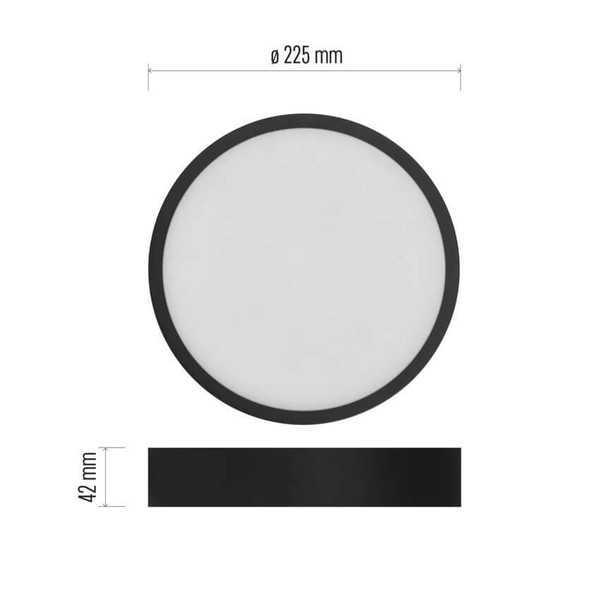 Emos LED Anbauleuchte, Deckenleuchte Nexxo 21W CCT warm-/neutralweiss 3000K/3500K/4000K Schwarz Stahl Ø22,5cm ZM5343