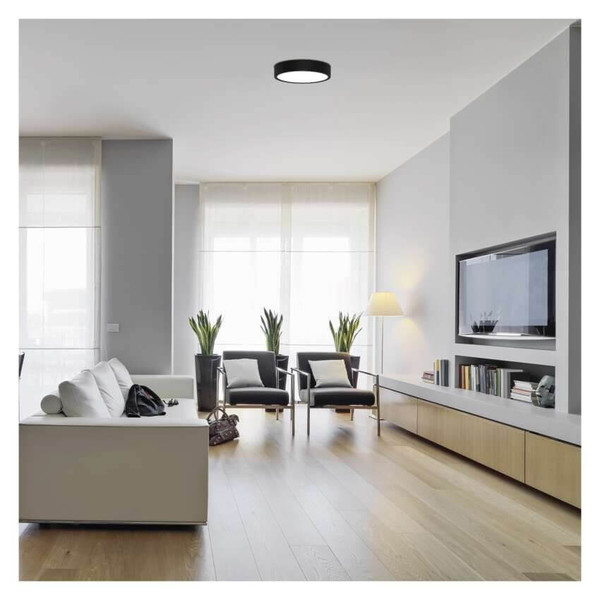 Emos LED Anbauleuchte, Deckenleuchte Nexxo 21W CCT warm-/neutralweiss 3000K/3500K/4000K Schwarz Stahl Ø22,5cm ZM5343