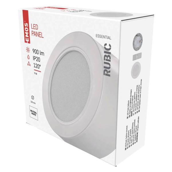 Emos LED Panel Rubic 9W neutralweiss 4000K Weiß Ø12cm ZM5432