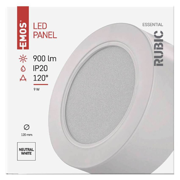 Emos LED Panel Rubic 9W neutralweiss 4000K Weiß Ø12cm ZM5432