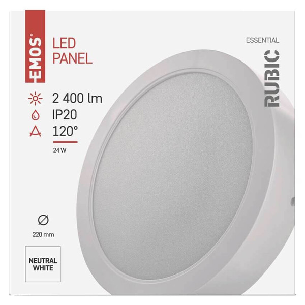 Emos LED Panel Rubic 24W neutralweiss 4000K Weiß Ø22cm ZM5452