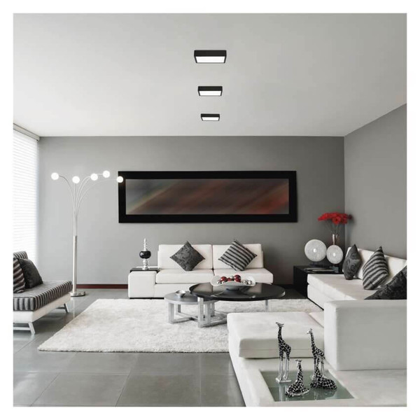 Emos LED Anbauleuchte, Deckenleuchte Nexxo 12,5W CCT warm-/neutralweiss 3000K/3500K/4000K Schwarz Stahl 17x17cm ZM6333