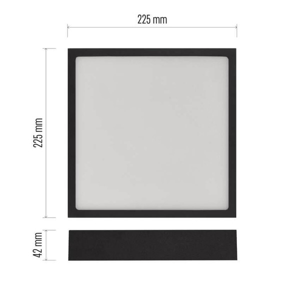 Emos LED Anbauleuchte, Deckenleuchte Nexxo 21W CCT warm-/neutralweiss 3000K/3500K/4000K Schwarz Stahl 22,5x22,5cm ZM6343