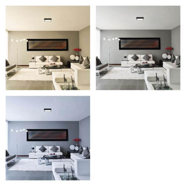 Emos LED Anbauleuchte, Deckenleuchte Nexxo 28,5W CCT warm-/neutralweiss 3000K/3500K/4000K Schwarz Stahl 30x30cm ZM6353