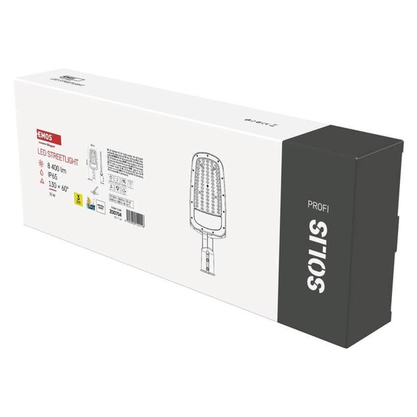 Emos LED Straßenleuchte Solis 70W neutralweiss 4000K IP65 Grau Aluminium 51,5x17,5cm ZO0704