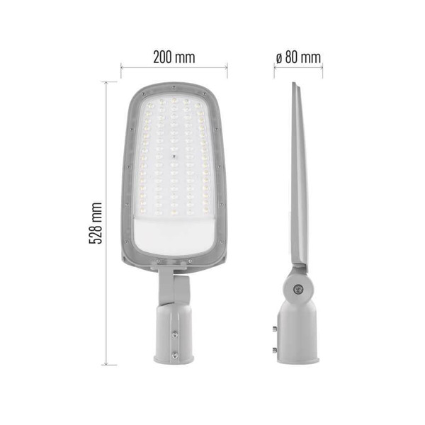 Emos LED Straßenleuchte Solis 70W neutralweiss 4000K IP65 Grau Aluminium 51,5x17,5cm ZO0704