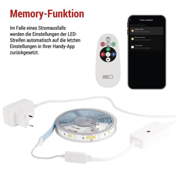 Emos LED Streifen RGB 11W CCT warm-/tageslichtweiss 2700K/6500K WiFi 200cm ZPW218R