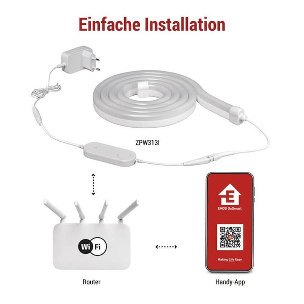 Emos LED Streifen GoSmart RGBIC 23W dimmbar WiFi Weiß 300cm ZPW313I