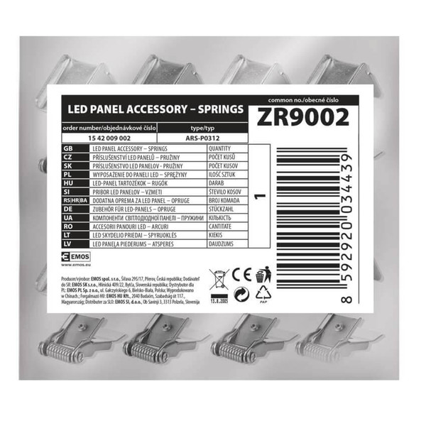 Emos Leuchtenzubehör 6 Springfedern für Panel 120x30cm Metall ZR9002