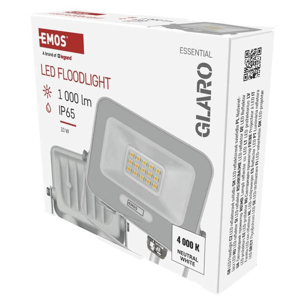 Emos LED Fluter Glaro 10W neutralweiss 4000K IP65 Weiß Aluminium ZS2214W