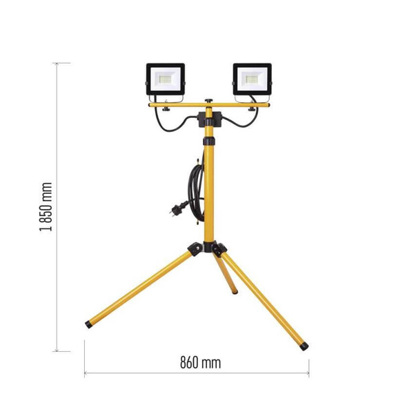 Emos LED Fluter Set mit Stativ Hobby Slim 2x 20,5W neutralweiss 4000K IP65 Schwarz Gelb Aluminium 86x86cm ZS2221.2