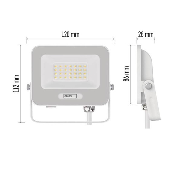 Emos LED Fluter Glaro 20W neutralweiss 4000K IP65 Weiß Aluminium 12x11cm ZS2224W
