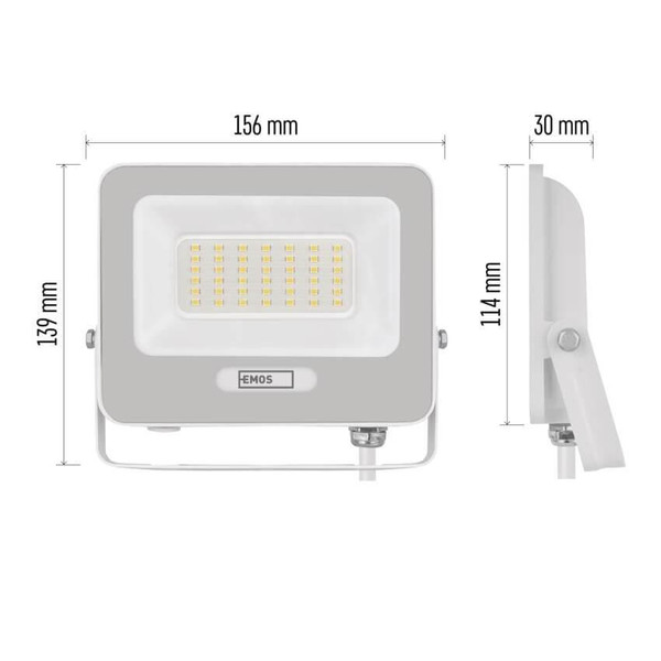 Emos LED Fluter Glaro 30W neutralweiss 4000K IP65 Weiß Aluminium 16x14cm ZS2234W