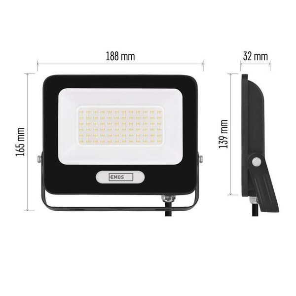 Emos LED Fluter Glaro 50W neutralweiss 4000K IP65 Schwarz Aluminium 19x16,5cm ZS2244B