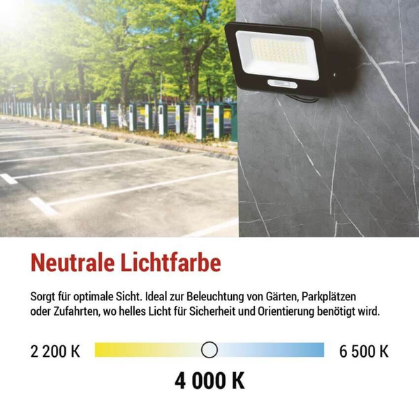 Emos LED Fluter Glaro 50W neutralweiss 4000K IP65 Schwarz Aluminium 19x16,5cm ZS2244B