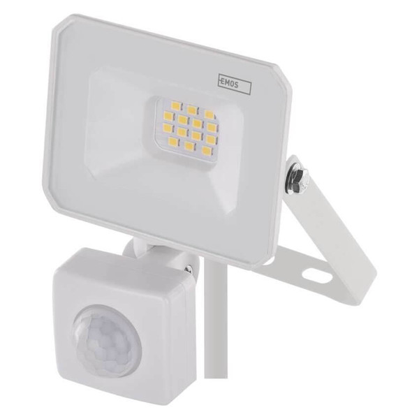 Emos LED Fluter mit Bewegungsmelder Simpo 10W neutralweiss 4000K IP44 Weiß Aluminium ZS2313W