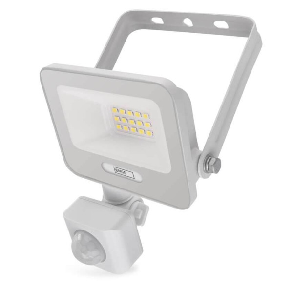 Emos LED Fluter mit Bewegungsmelder Glaro 10W neutralweiss 4000K IP54 Weiß Aluminium 10,5x13cm ZS2314W