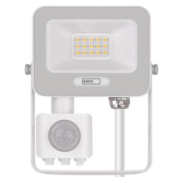 Emos LED Fluter mit Bewegungsmelder Glaro 10W neutralweiss 4000K IP54 Weiß Aluminium 10,5x13cm ZS2314W