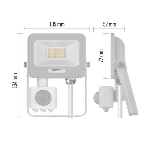 Emos LED Fluter mit Bewegungsmelder Glaro 10W neutralweiss 4000K IP54 Weiß Aluminium 10,5x13cm ZS2314W