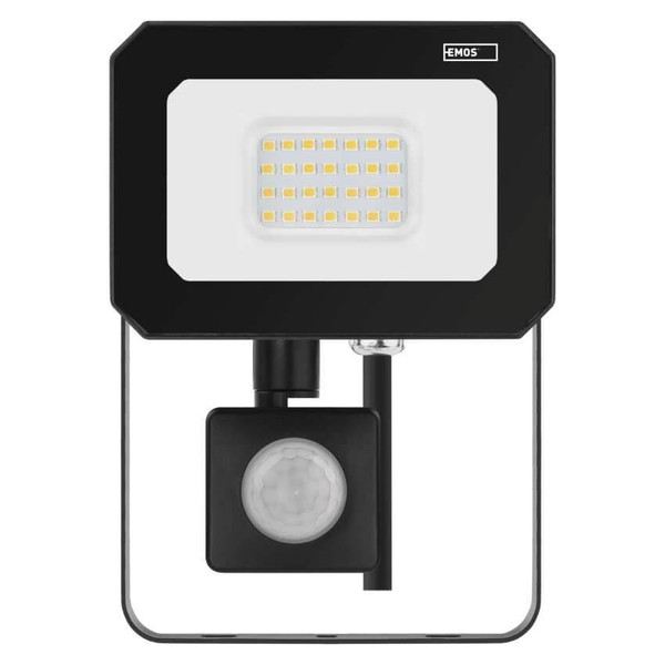 Emos LED Fluter mit Bewegungsmelder Simpo 20W neutralweiss 4000K IP44 Schwarz Aluminium 11x16cm ZS2323
