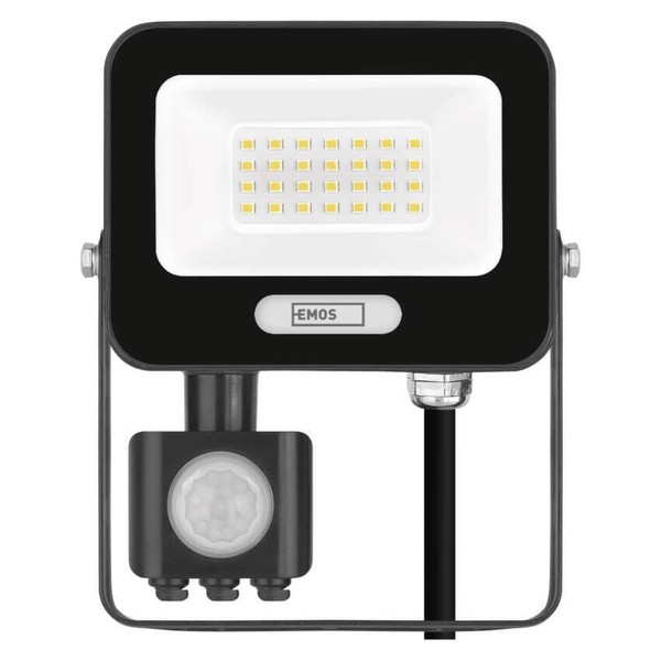 Emos LED Fluter mit Bewegungsmelder Glaro 20W neutralweiss 4000K IP54 Schwarz Aluminium 12x15cm ZS2324B