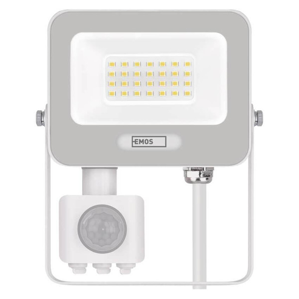 Emos LED Fluter mit Bewegungsmelder Glaro 20W neutralweiss 4000K IP54 Weiß Aluminium 12x15cm ZS2324W