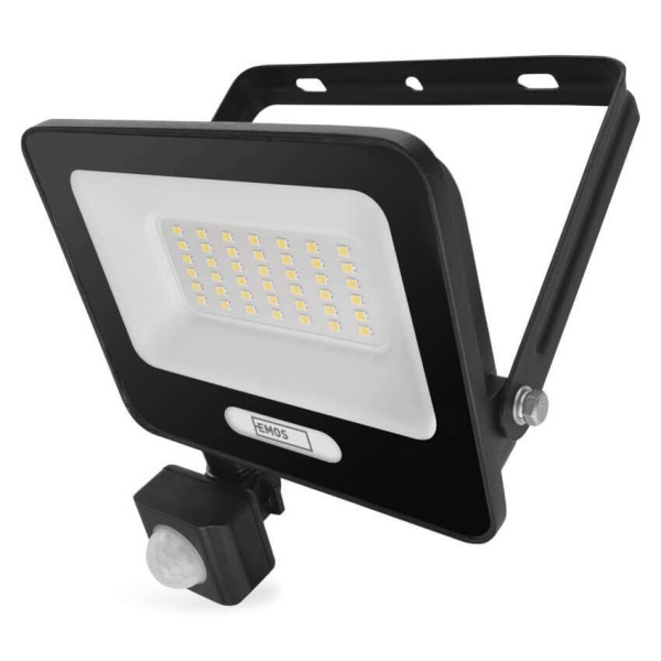 Emos LED Fluter mit Bewegungsmelder Glaro 30W neutralweiss 4000K IP54 Schwarz Aluminium 16x18cm ZS2334B