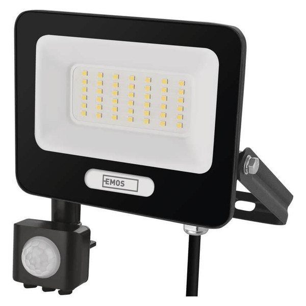 Emos LED Fluter mit Bewegungsmelder Glaro 30W neutralweiss 4000K IP54 Schwarz Aluminium 16x18cm ZS2334B