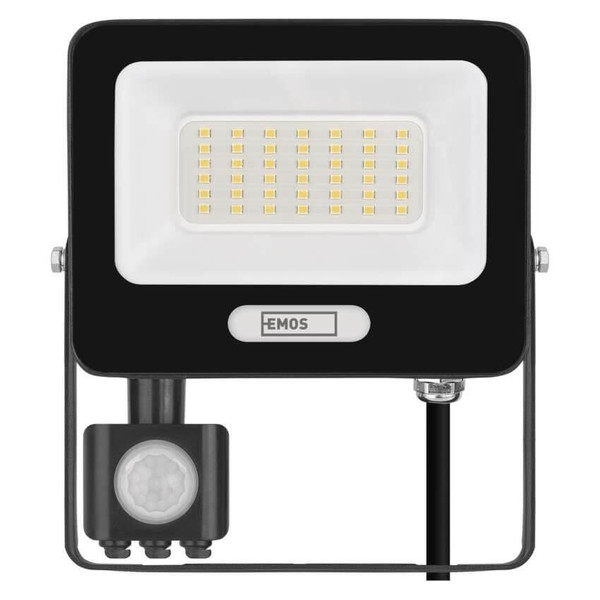 Emos LED Fluter mit Bewegungsmelder Glaro 30W neutralweiss 4000K IP54 Schwarz Aluminium 16x18cm ZS2334B