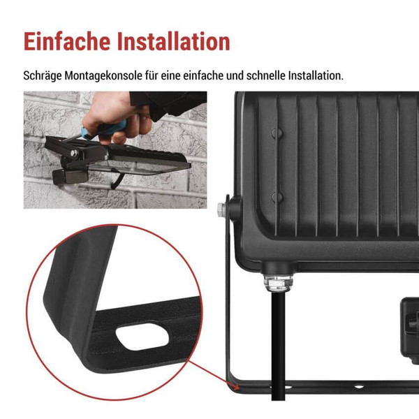 Emos LED Fluter mit Bewegungsmelder Glaro 30W neutralweiss 4000K IP54 Schwarz Aluminium 16x18cm ZS2334B