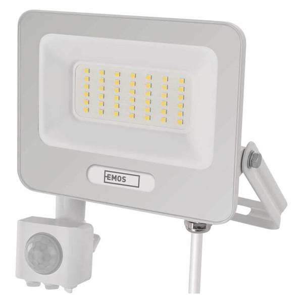 Emos LED Fluter mit Bewegungsmelder Glaro 30W neutralweiss 4000K IP54 Weiß Aluminium 16x18cm ZS2334W