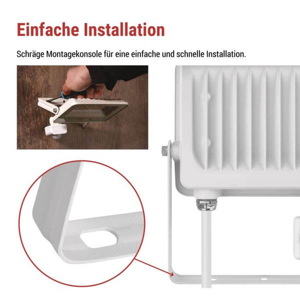 Emos LED Fluter mit Bewegungsmelder Glaro 30W neutralweiss 4000K IP54 Weiß Aluminium 16x18cm ZS2334W