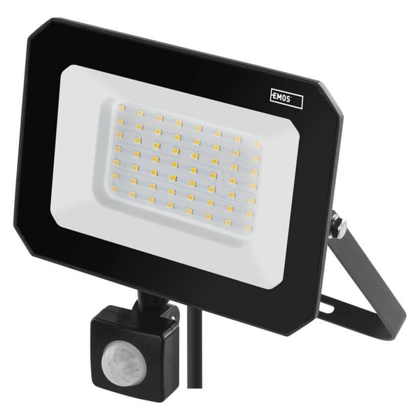 Emos LED Fluter mit Bewegungsmelder Simpo 50W neutralweiss 4000K IP44 Schwarz Aluminium 18x20cm ZS2343