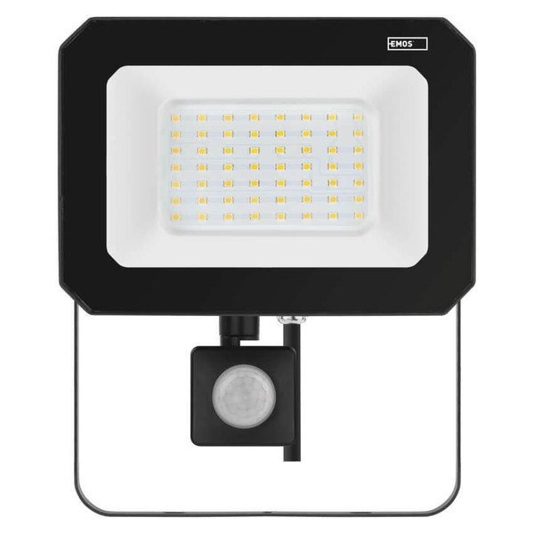 Emos LED Fluter mit Bewegungsmelder Simpo 50W neutralweiss 4000K IP44 Schwarz Aluminium 18x20cm ZS2343