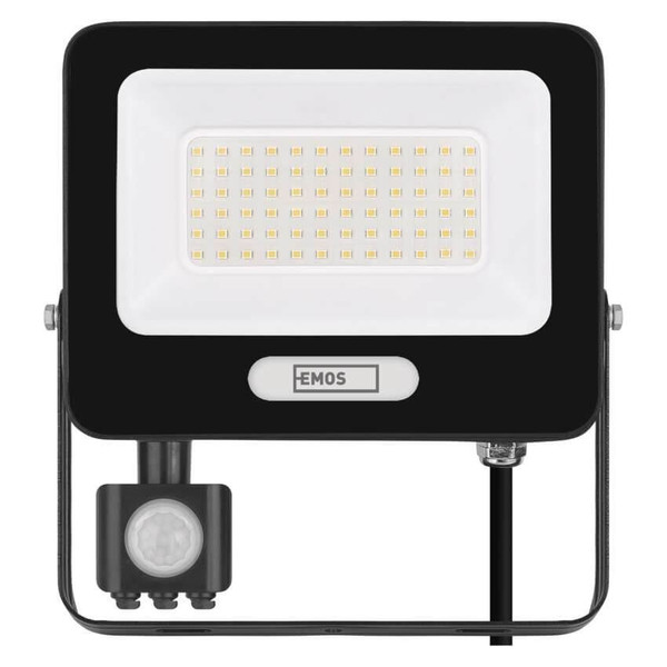 Emos LED Fluter mit Bewegungsmelder Glaro 50W neutralweiss 4000K IP54 Schwarz Aluminium 19x20cm ZS2344B