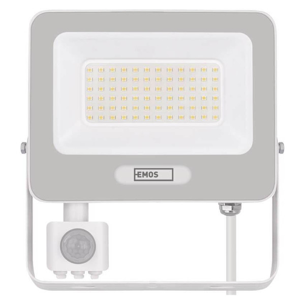 Emos LED Fluter mit Bewegungsmelder Glaro 50W neutralweiss 4000K IP54 Weiß Aluminium 19x20cm ZS2344W