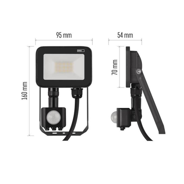 Emos LED Fluter mit Bewegungsmelder Inovo 10W neutralweiss 4000K IP65 Anthrazit Aluminium ZS2712