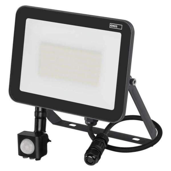Emos LED Fluter mit Bewegungsmelder Inovo 50W neutralweiss 4000K IP65 Anthrazit Aluminium 20x14,5cm ZS2742