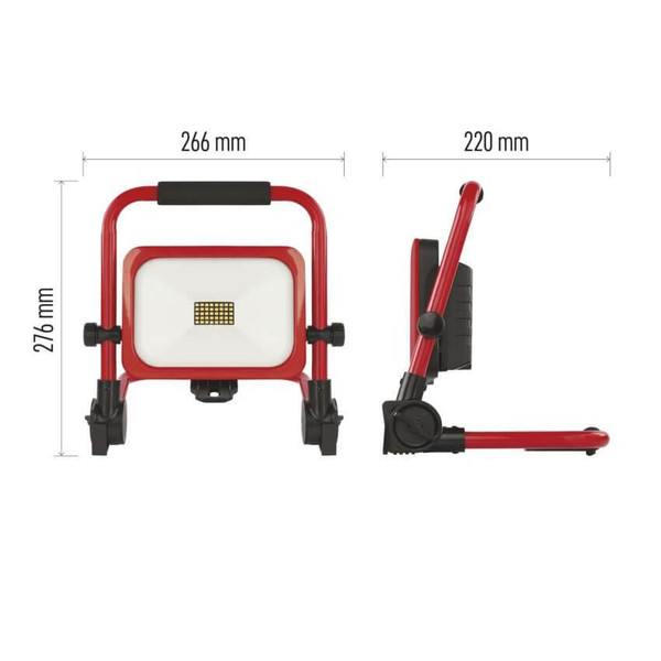 Emos LED Fluter Acco 35W tageslichtweiss 6500K Akku IP54 Rot Schwarz Aluminium 27x22cm ZS2823