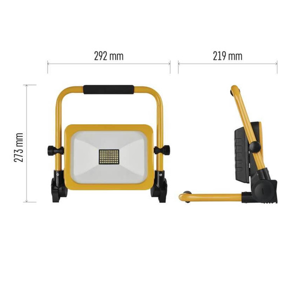 Emos LED Fluter Acco 30W tageslichtweiss 6500K Akku IP54 Gelb Aluminium 29x22cm ZS2832