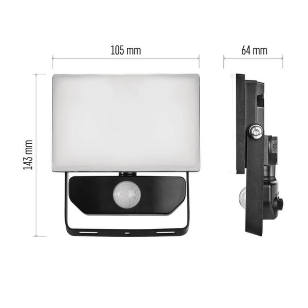 Emos LED Fluter mit Bewegungsmelder Tambo 10W neutralweiss 4000K IP54 Schwarz Aluminium 10,5x14cm ZS2912