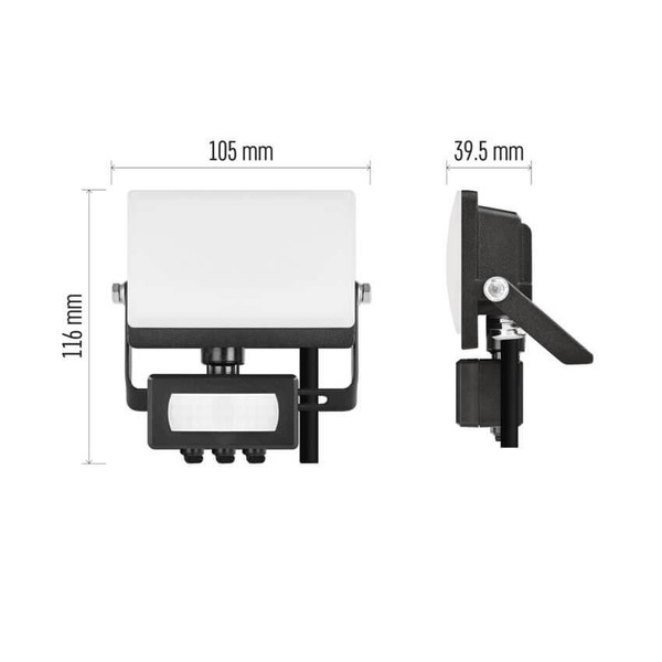 Emos LED Fluter mit Bewegungsmelder Tambo Evo 10W neutralweiss 4000K IP44 Schwarz Aluminium 10,5x12cm ZS2914