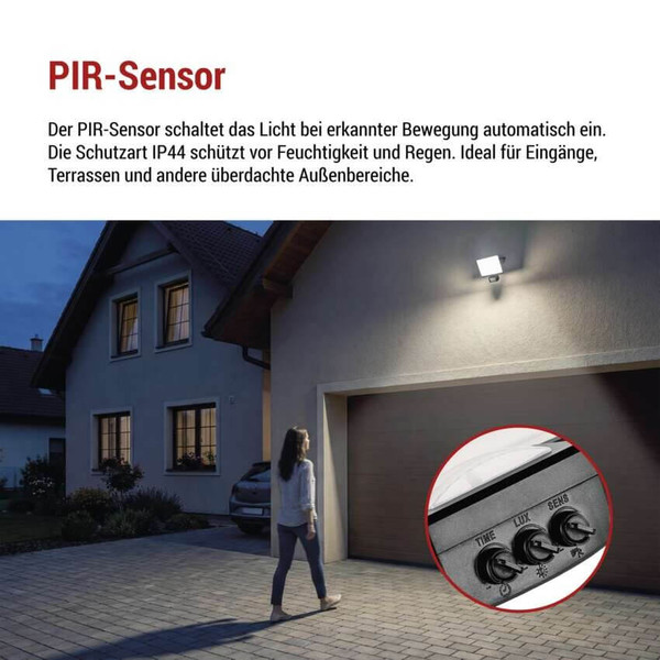 Emos LED Fluter mit Bewegungsmelder Tambo Evo 30W neutralweiss 4000K IP44 Schwarz Aluminium 15,5x17cm ZS2934