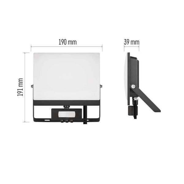 Emos LED Fluter mit Bewegungsmelder Tambo Evo 50W neutralweiss 4000K IP44 Schwarz Aluminium 19x19cm ZS2944