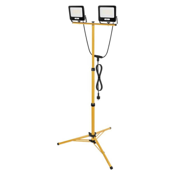 Emos LED Fluter Set mit Stativ Glaro 2x 50W neutralweiss 4000K IP65 Schwarz Gelb Aluminium 73x63cm ZS3214.2